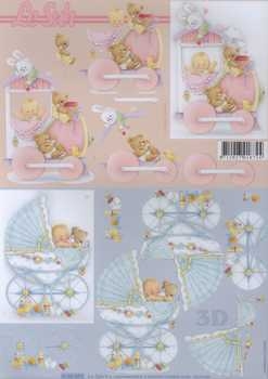 3D Schneidebogen Lokomotive mit Baby, Kinderwagen