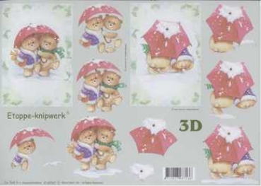 3D Schneidebogen zwei Bären unter Regenschirm