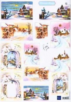 3D Schneidebogen Winterlandschaft (Wintervillage)