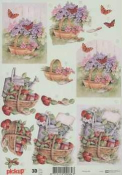 3D Schneidebogen Blumen- Früchtekorb, Schmetterlinge