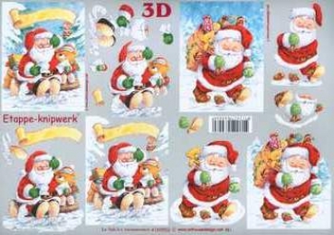 3D Schneidebogen Weihnachtsmann mit Bärchen