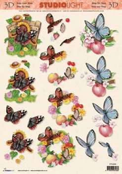 3D Schneidebogen Schmetterlinge, Blumen, Äpfel