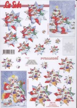 3D Pyramiden-Schneidebogen Stern, Schneemann mit Tannenbaum