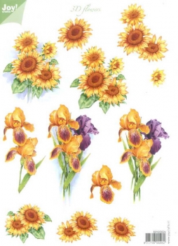 3D Schneidebogen Sonnenblumen, Lilien