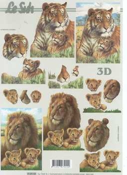 3D Schneidebogen Tiger und Löwenfamilie