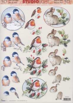 3D Schneidebogen Vögel, Häsli im Schnee