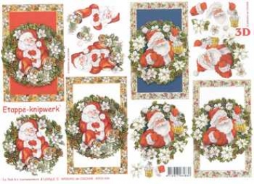 3D Schneidebogen Samichlaus mit Laterne, Weihnachtskranz