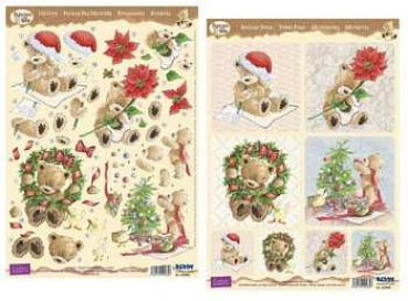 3D Stanzbogenset Popcorn the Bear, Christmas 2