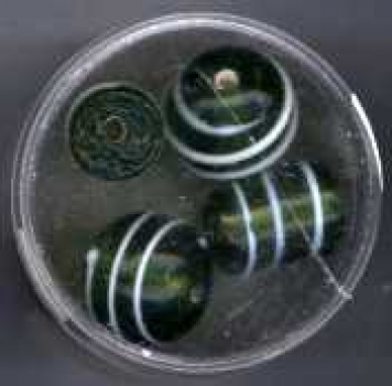 Glasperlen Spiralen olive-weiss