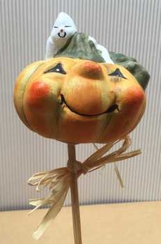 Keramik Kürbis Pick mit Gespenst