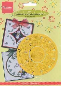 Embossing Kreuzstich Stickschablone rund, Tannenbaum
