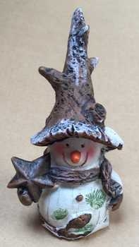 Schneemann Bronco, weiss-braun, mit Stern
