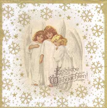 Serviette 3 Engel, Fröhliche Weihnachten