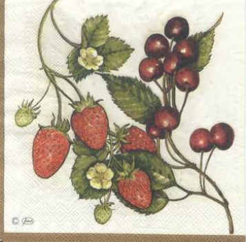 Serviette Erdbeeren, Kirschen, Rarität