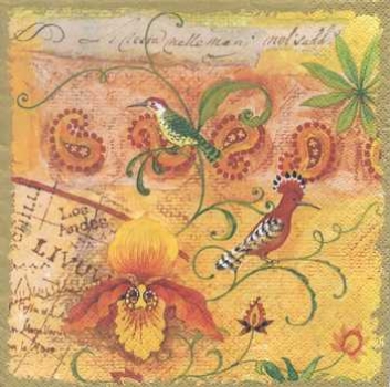 Serviette Exotic (Vögel, Ranken)