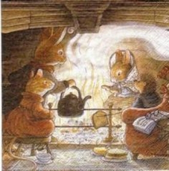 Serviette Foxwood Tales, am Kamin, Rarität