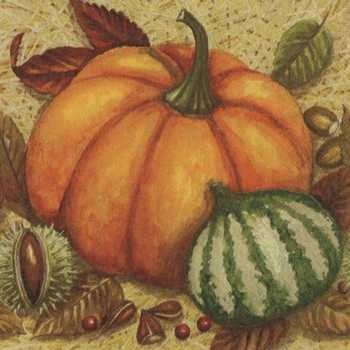 Serviette Kürbisse, Kastanien, Herbstlaub, Rarität