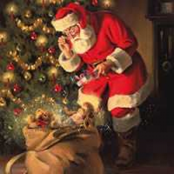 Serviette Samichlaus mit Sack voller Geschenke