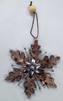 Schneeflockenhänger Holz / Metall