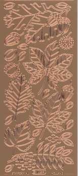 Sticker Blätter, Nüsse, kupfer