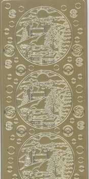 Sticker Winter / Weihnachten (Landschaft), gold