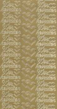 Sticker Wir Heiraten, Herzen, gold