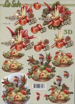 3D Schneidebogen Weihnachtsgesteck, Früchte, Vogel