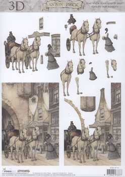 3D Schneidebogen Anton Pieck, Pferdekutsche, nostalgisch