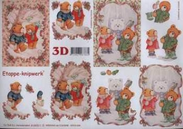 3D Schneidebogen Bären im Schnee, Schneemann