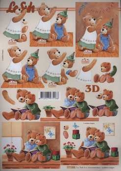 3D Schneidebogen Bärchenpaar, Party, Buch lesen