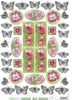 3D Schüttelbogen rosa Blumen, Schmetterlinge