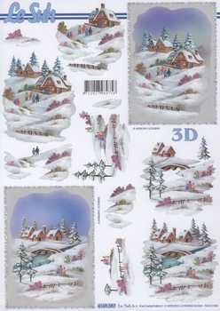 3D Schneidebogen Dorf im Schnee