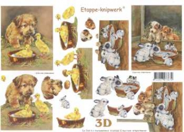 3D Schneidebogen Hund, Küken, Häschen