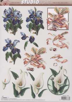 3D Schneidebogen Iris, Calla, Blätter