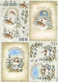 3D Schneidebogen Landschaft, Rehe