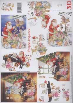 3D Schneidebogen Samichlaus mit Geschenken, am Piano