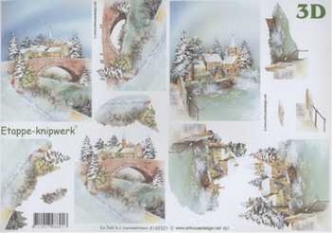 3D Schneidebogen Städtchen  im Schnee