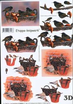 3D Schneidebogen Vögel im Korb