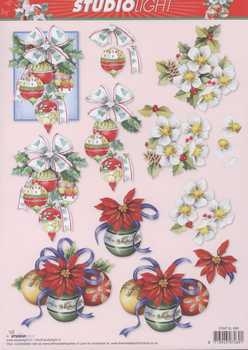 3D Schneidebogen Weihnachtsstern, Christrose, Kugel