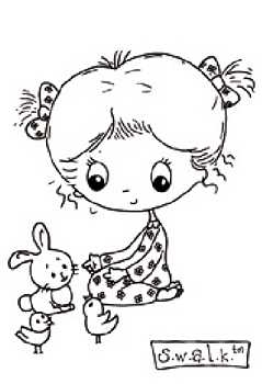 Clear Stamp S.W.A.L.K, Mädchen mit Tieren, 01