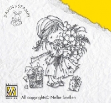 Clear Stamp Mädchen, Blumenstrauss + Geschenken