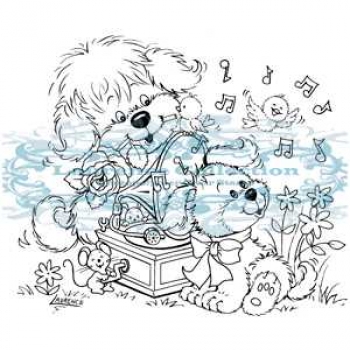 Clear Stamp, Hunde mit Plattenspieler