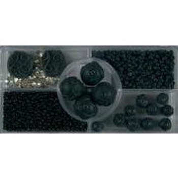 Glasperlenset Fancy, schwarz