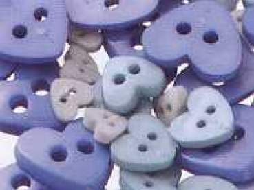 Knöpfe Herzenmix blau