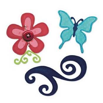 Sizzix Stanzschablone Schmetterling, Blume + Swirl