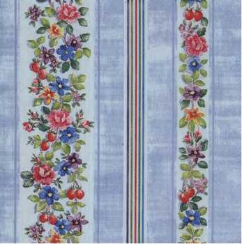 Serviette Blumenbordüre, Erdbeeren, Streifen, Rarität