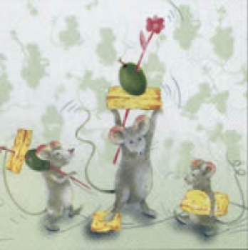 Serviette Mäuseparty grün