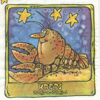 Serviette Sternzeichen Krebs, Rarität