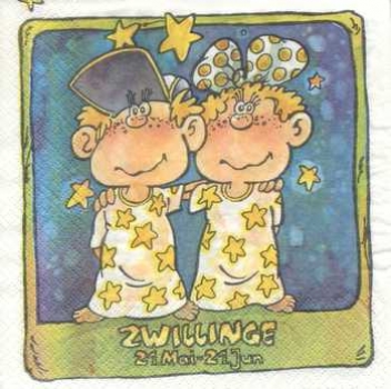 Serviette Sternzeichen Zwillinge, Rarität