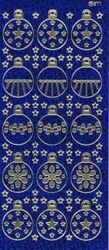 Glitzer-Sticker Weihnachtskugeln blau-gold